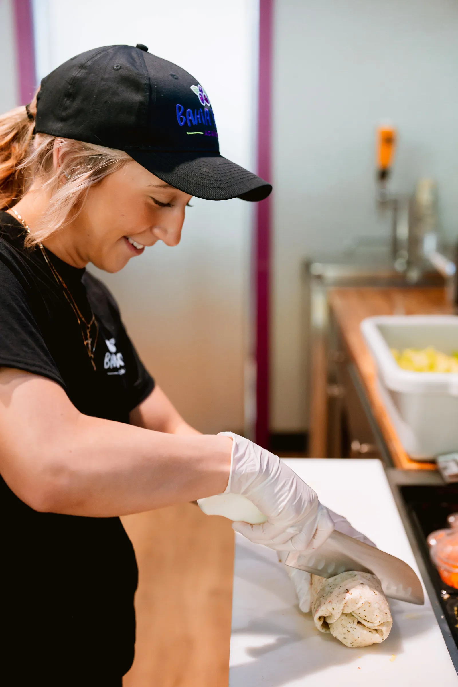 Bahia Bowls Employee Prepping Food